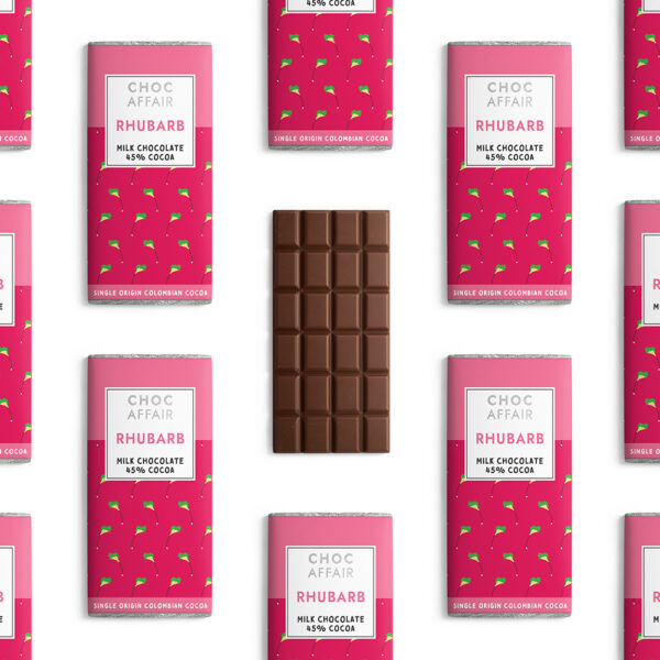 Multiple Rhubarb milk chocolate bars - Choc Affair trade
