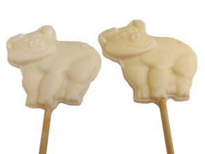 White chocolate lollies showing photo oxidation