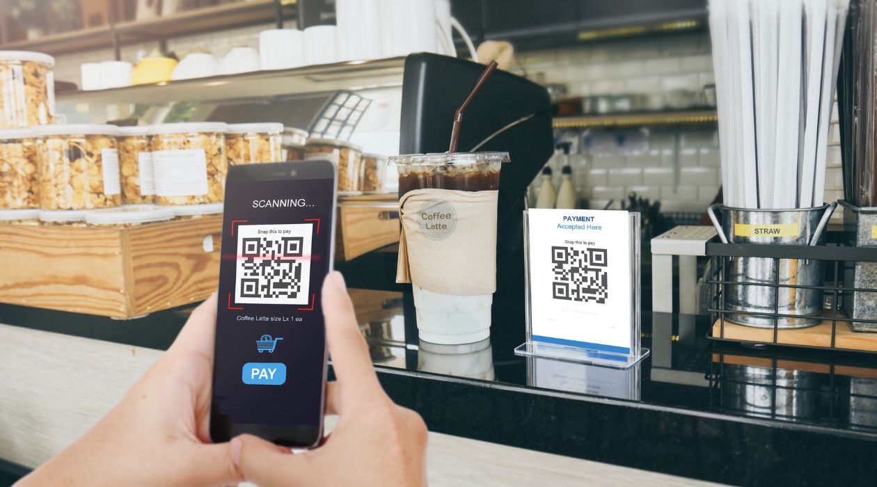 QR codes at the checkout 