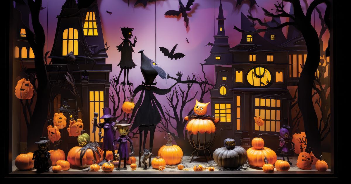 Haunted house window display